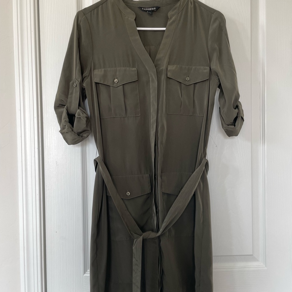 EXPRESS Olive Green Dress with Belt